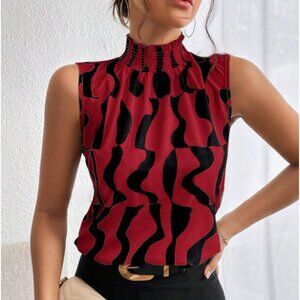 Garlic rice with independent station full printed small turtleneck sleeveless sh